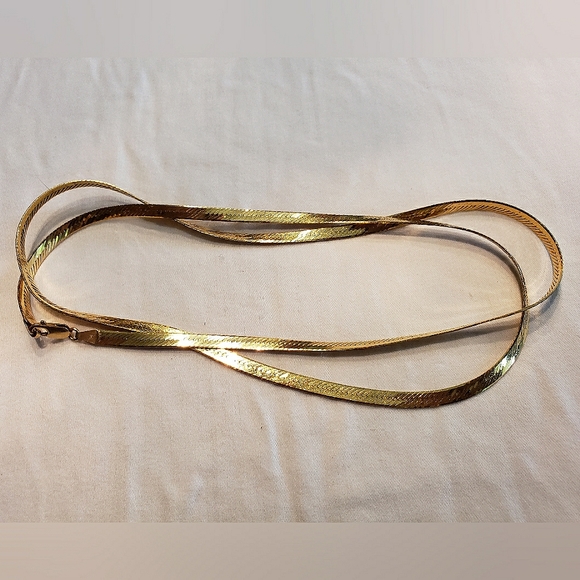 14K Italian Gold 28" Polished Bold Herringbone Necklace - Picture 8 of 8